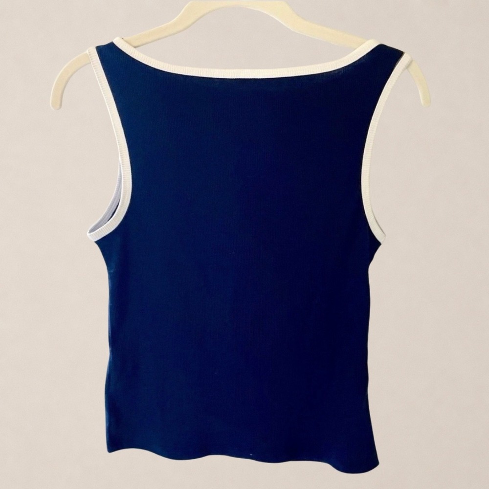 Wild Fable Navy All American Sweetheart Ribbed Ringer Tank Top Womens Large NEW - Picture 3 of 6